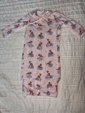 Angel Dear Bamboo Pink Baby Gown with Deer Print